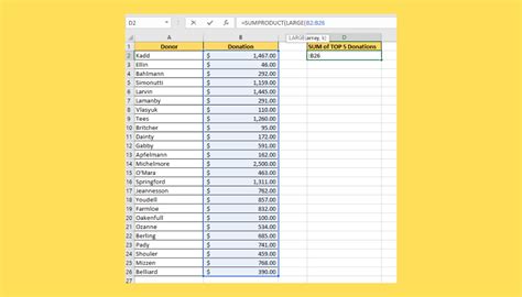 How to find sum of largest N numbers in Excel .